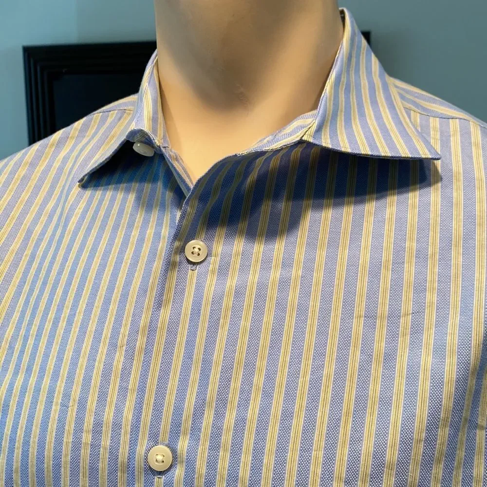 Banana Republic Fitted 15-15.5 Medium Button Down Dress Shirt Stripes
